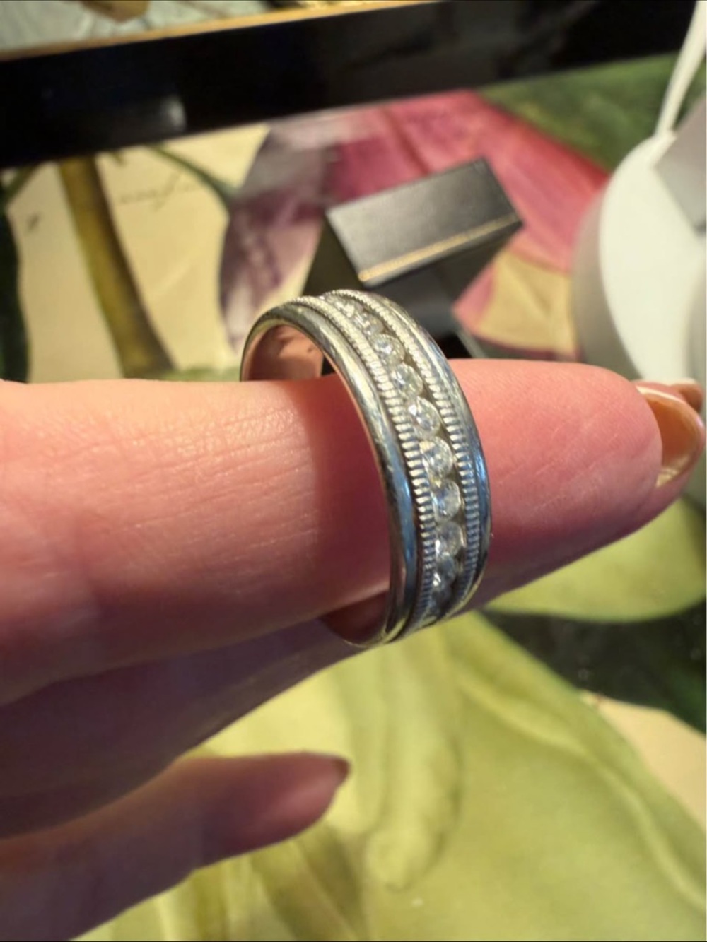 1.45carat Diamond eternity band custom made by me, graded 29 F color and VVS1-VS